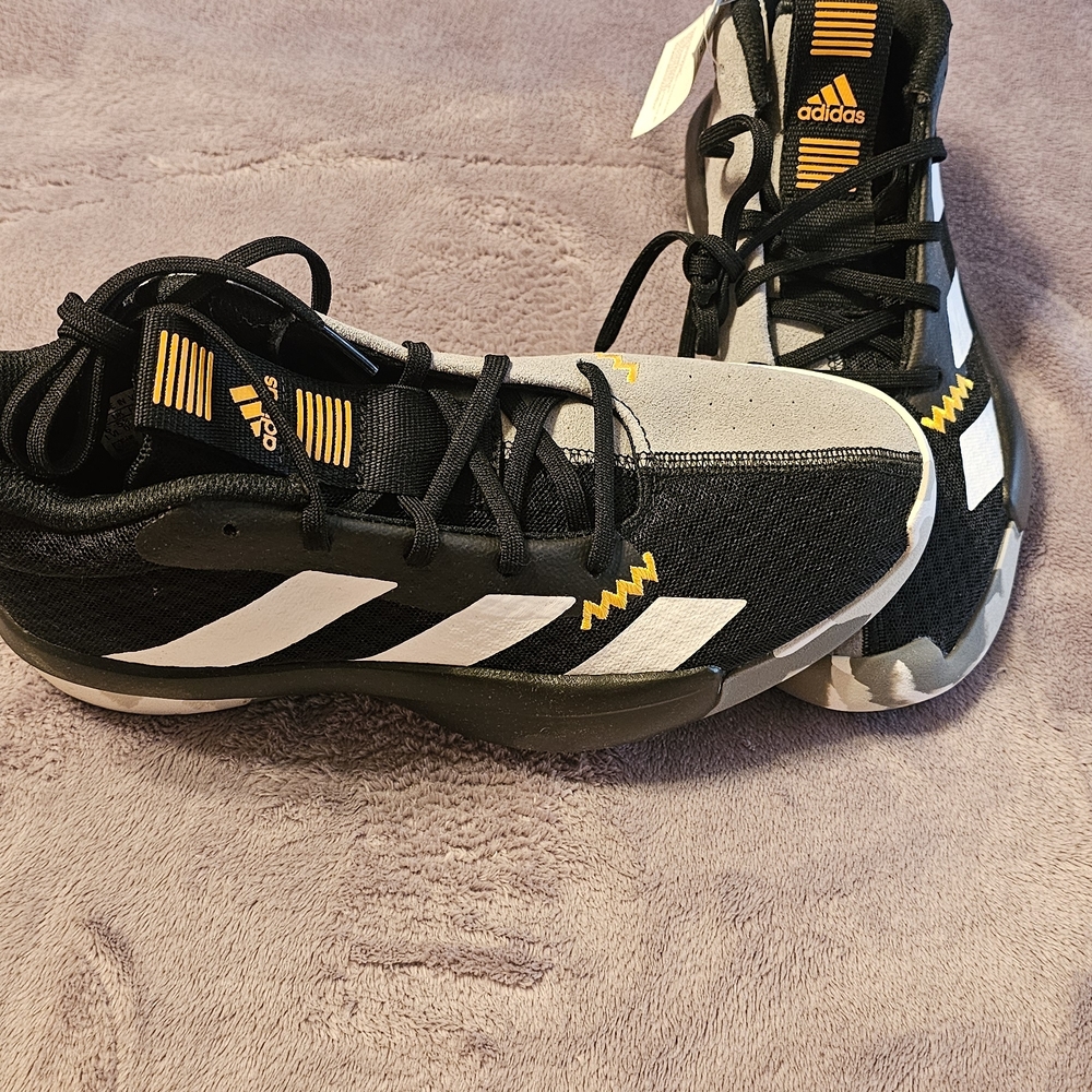 Adidas Black and Gray Basketball Shoes with Yellow Highlights
